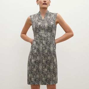 MM LaFleur New York Aditi Cream Black Crackle Slim Fit VNeck Formal Work Dress 4